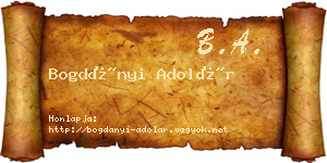 Bogdányi Adolár névjegykártya